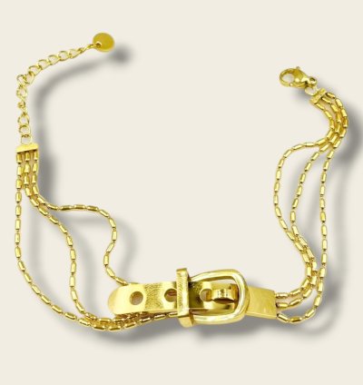 Bracelet Élégant Doré avec Triple Chaîne et Boucle
