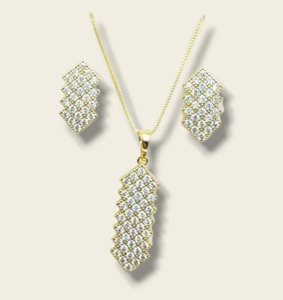 Parure Élégante Doré avec Cristaux Scintillants - Collier et Boucles d’Oreilles